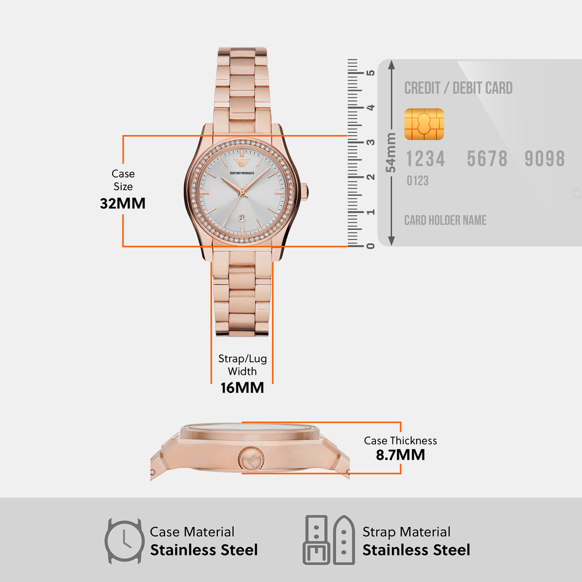 Emporio Armani 30 mm Rose Gold Quartz watch