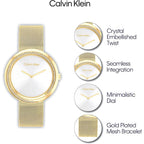 Twisted Bezel Women Quartz White Dial Analog Stainless Steel Watch 25200150