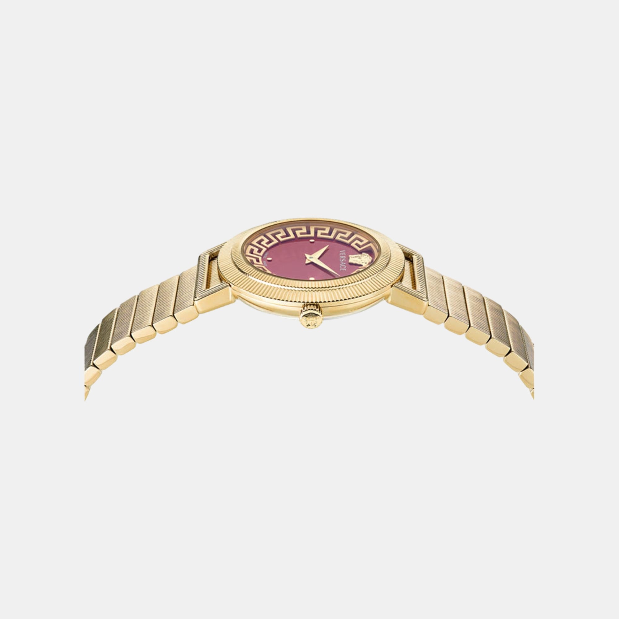 Men Quartz Red Dial Analog Stainless Steel Watch VE3D00622