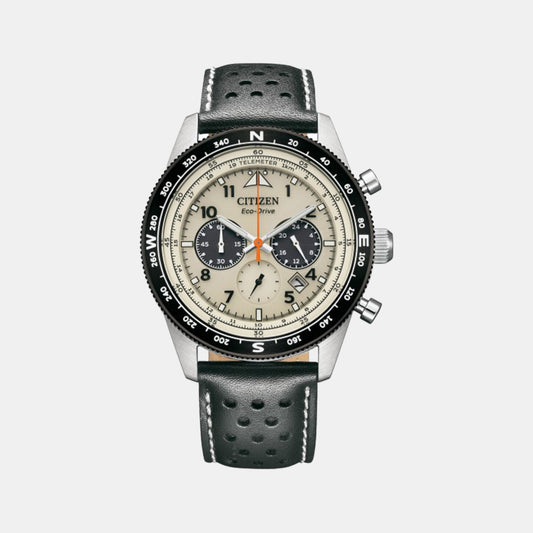 Male Leather Eco-Drive Chronograph Watch CA4559-13A