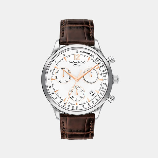 Heritage Series Male White Chronograph Leather Watch 3650132