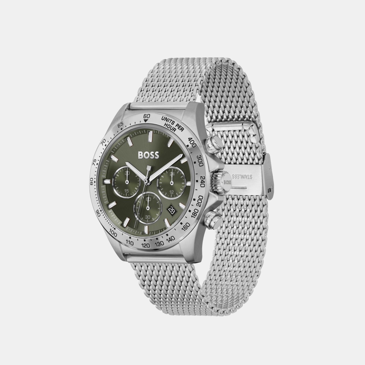 Hero Men Green Chronograph Mesh Watch 1514020