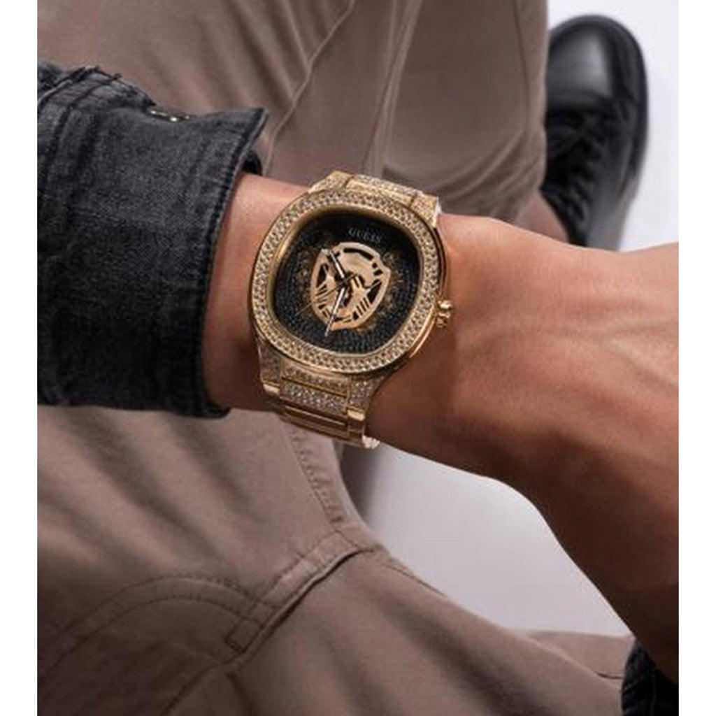 Men Quartz Black Dial Analog Stainless Steel Watch GW0565G1