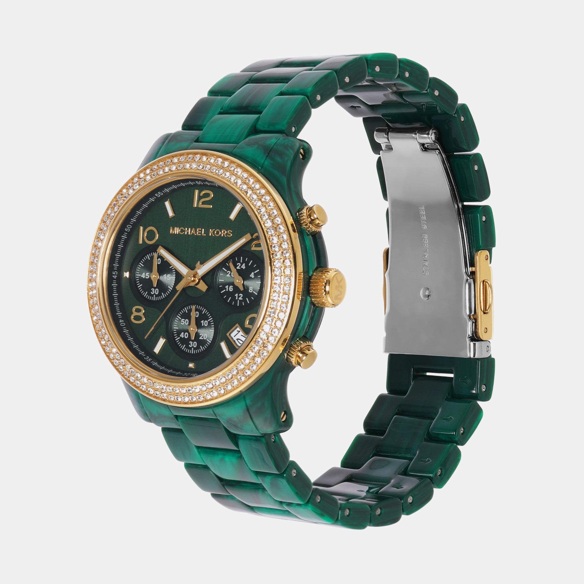 Female Runway Chronograph Green Acetate Watch MK7422 – Just
