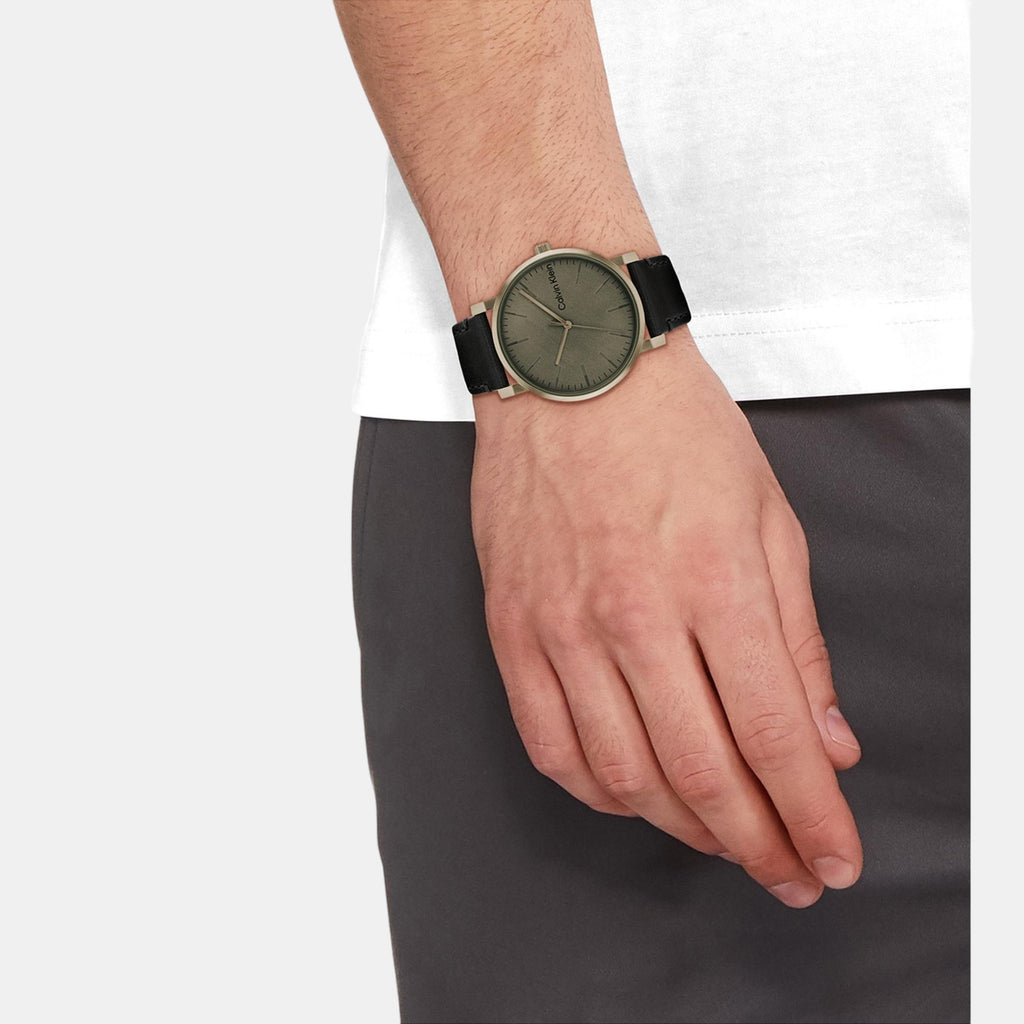 Ck Slate Men Quartz Grey Dial Analog Leather Watch 25200263