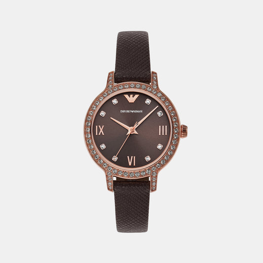 Female Brown Analog Leather Watch AR11555