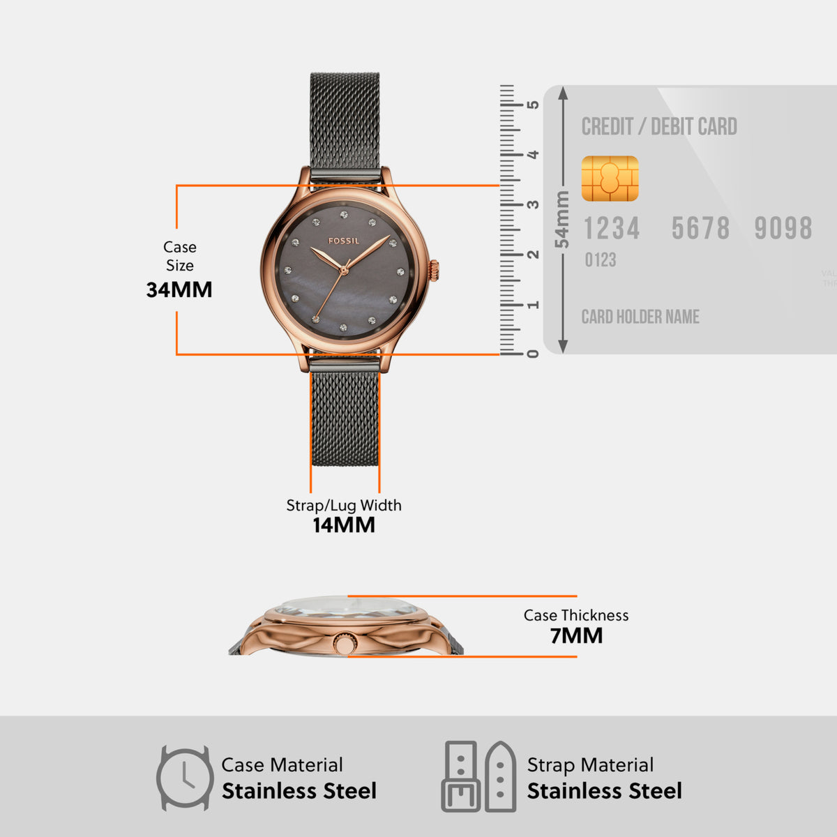 Fossil 34 mm Round Quartz watch