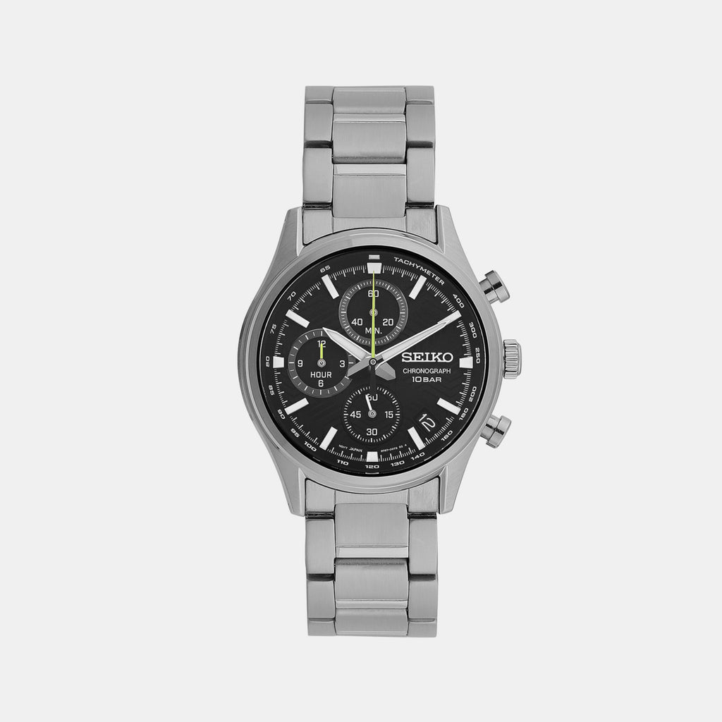 Seiko Round Black Chronograph watch