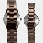 Fashion Couple Quartz Brown Dial Analog Stainless Steel Watch TW00PR295