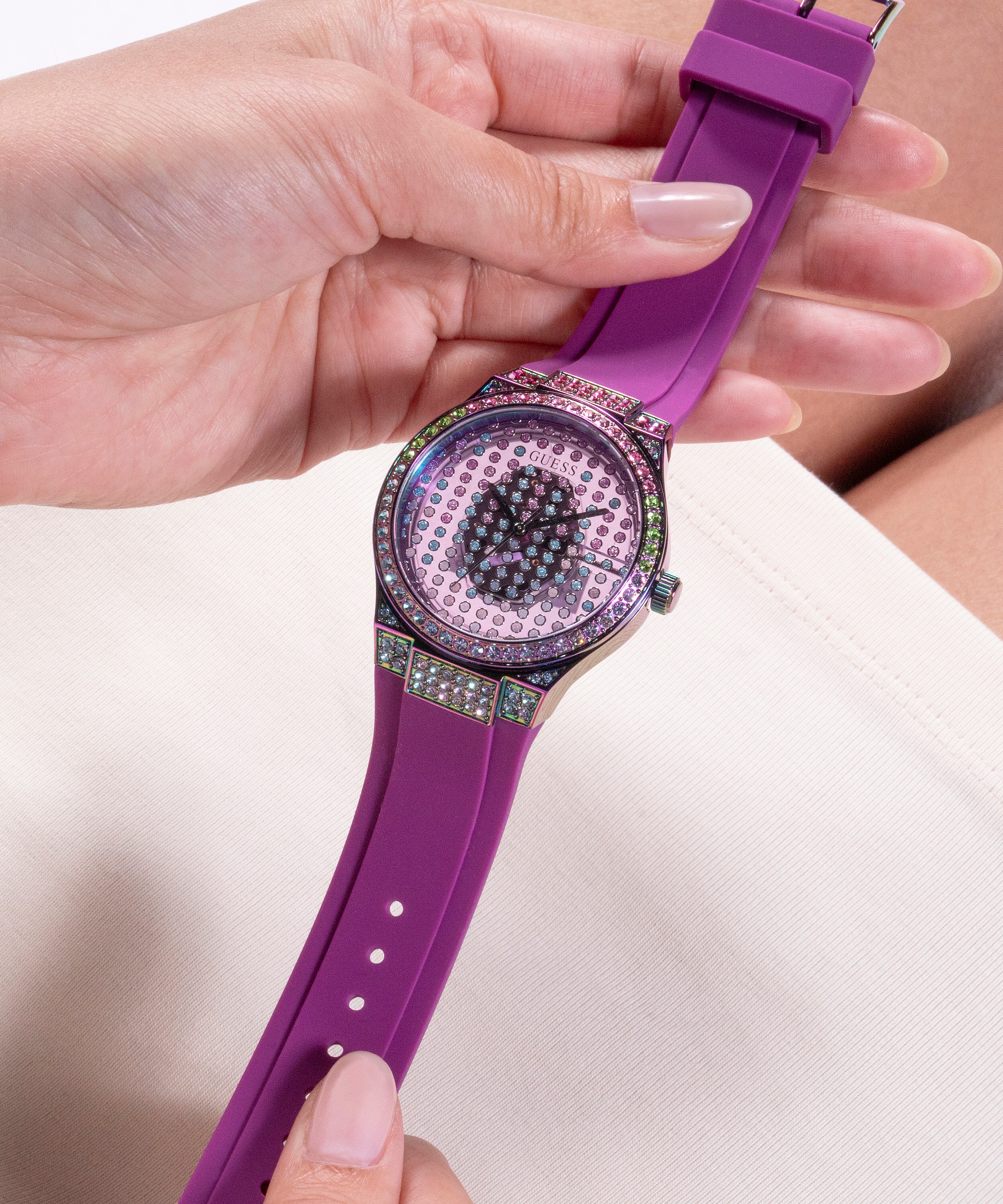 Women Quartz Clear Dial Analog Silicone Watch GW0482L2