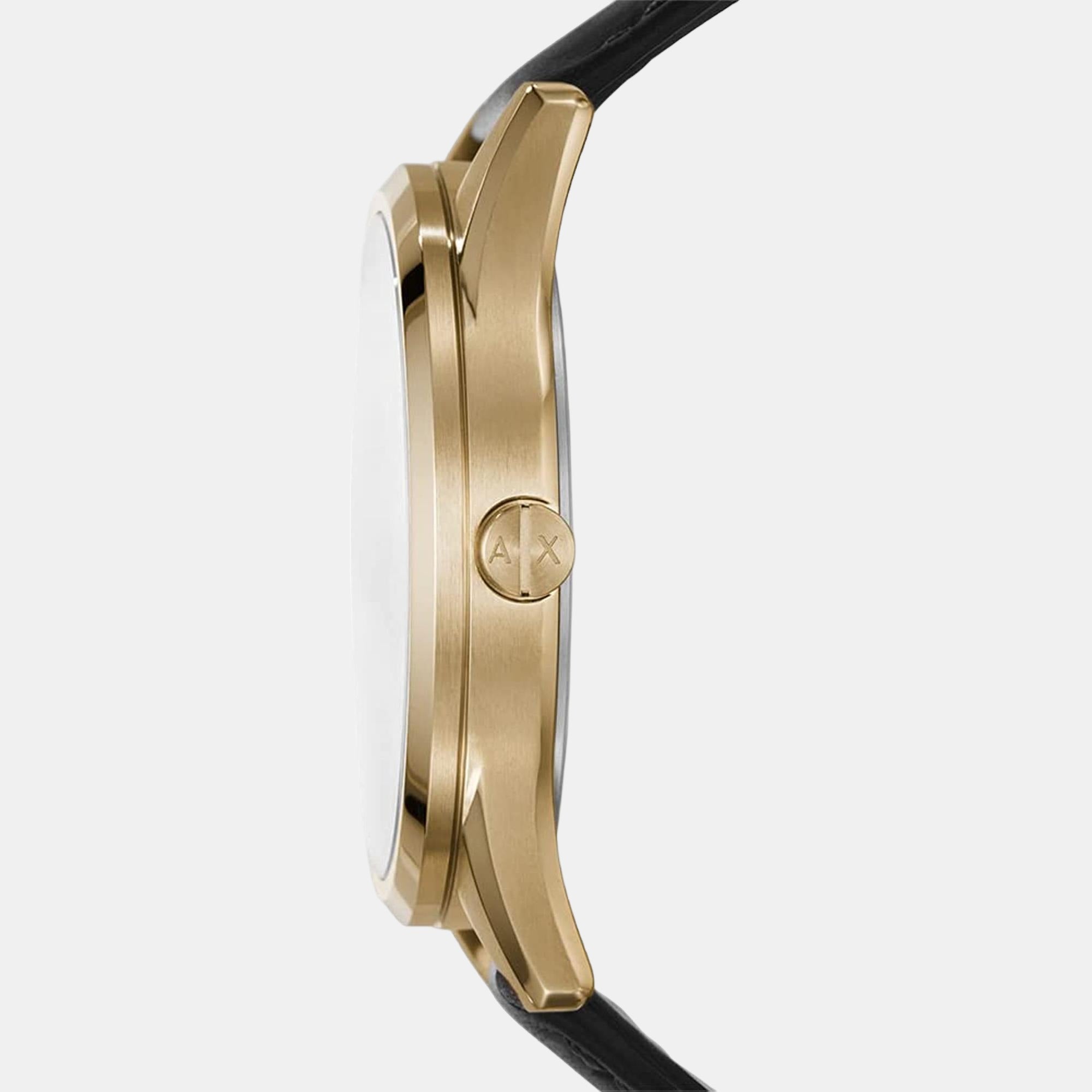 Men Quartz Black Dial Chronograph Leather Watch AX1869