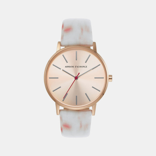 Female Rose Gold Analog Leather Watch AX5588
