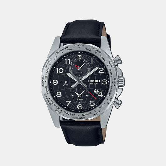 Male Black Chronograph Leather Watch A2149