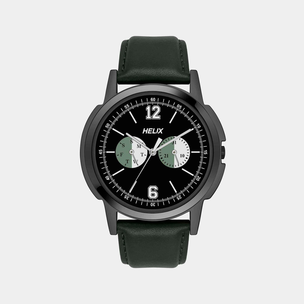 Helix Round Black Chronograph watch