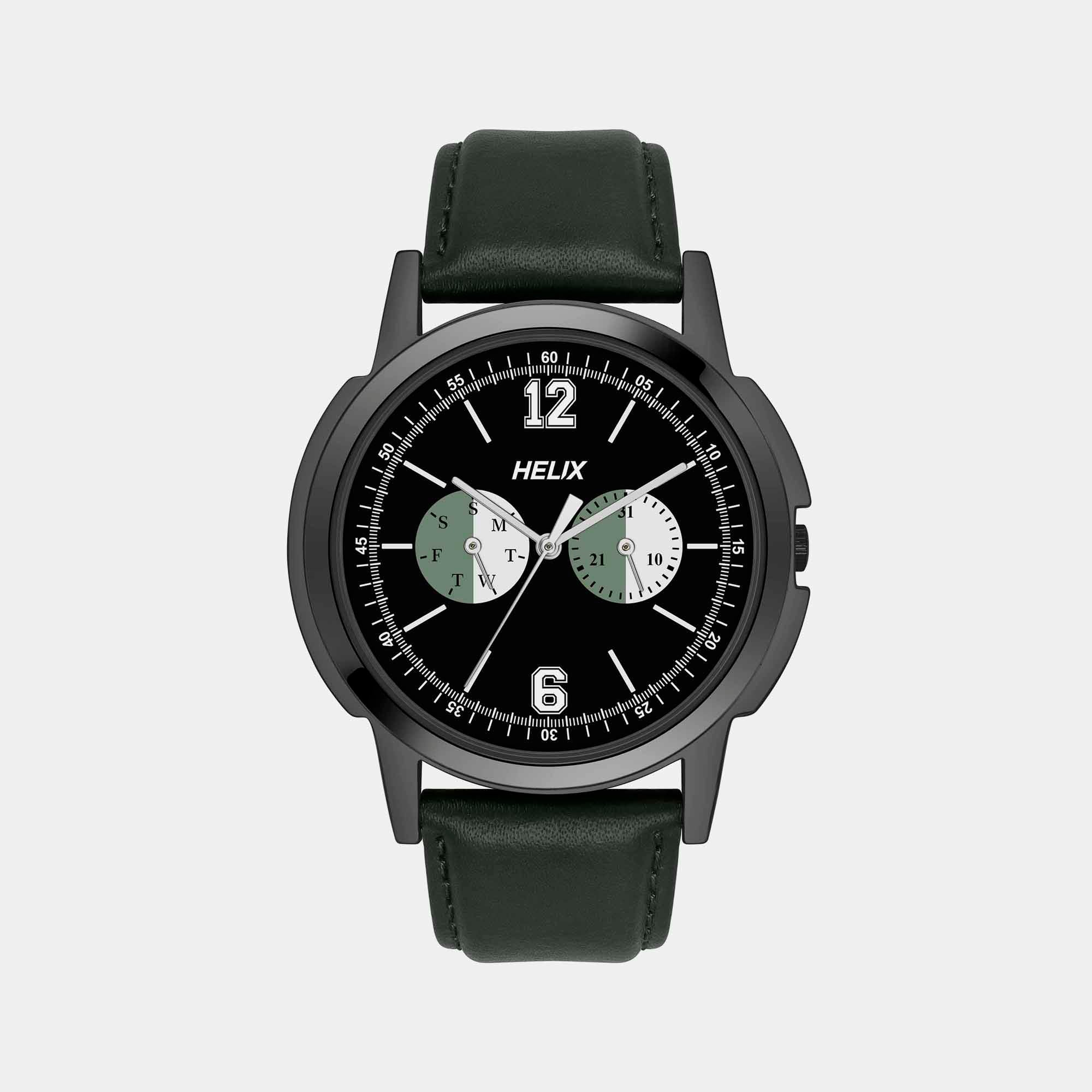 Helix Round Black Chronograph watch