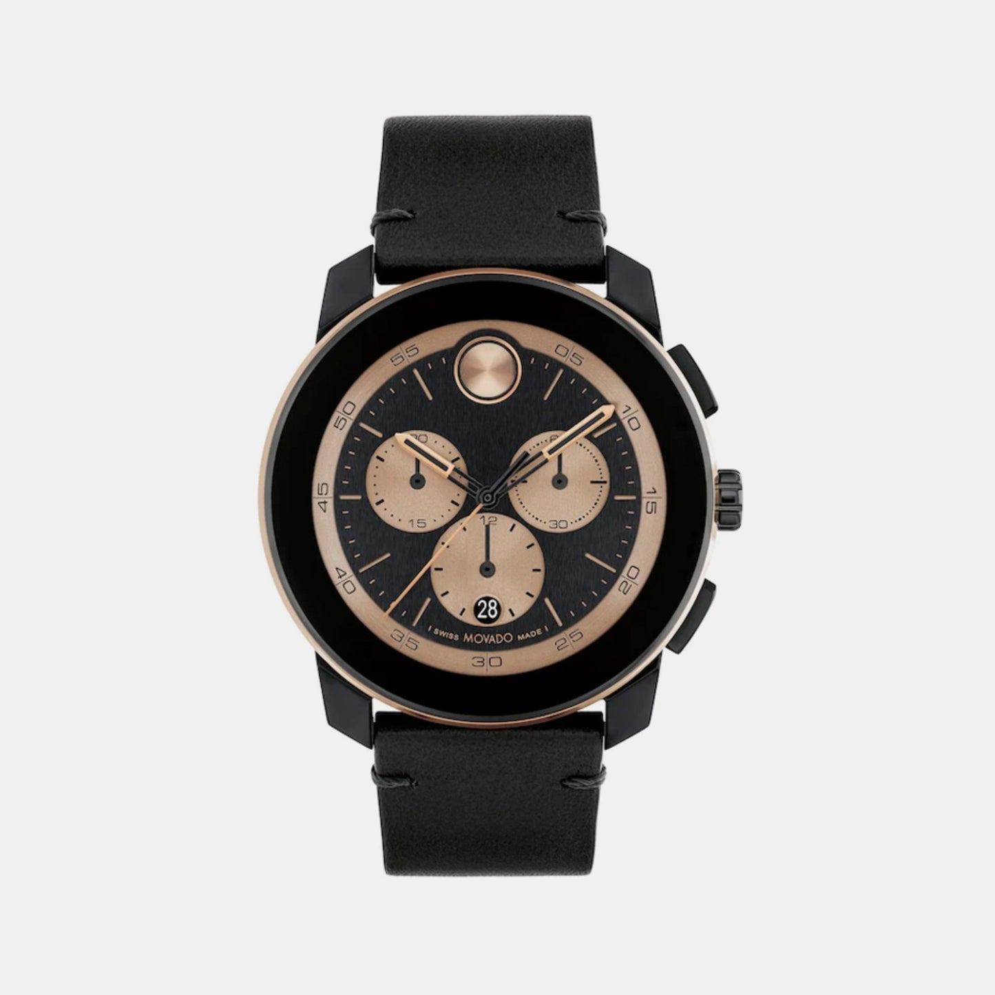 Bold Male Black Chronograph Leather Watch 3601114