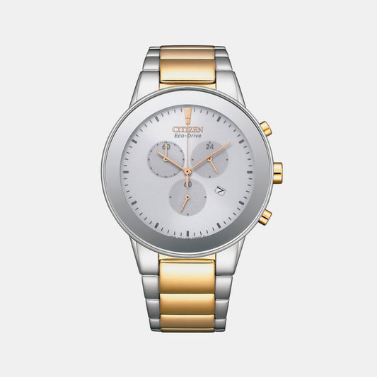 Male White Eco-drive Stainless Steel Watch AT2244-84A