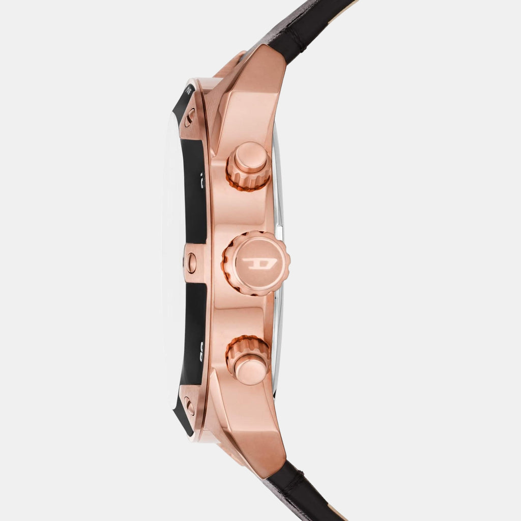 Spiked Men Quartz Black Dial Chronograph Leather Watch DZ4607