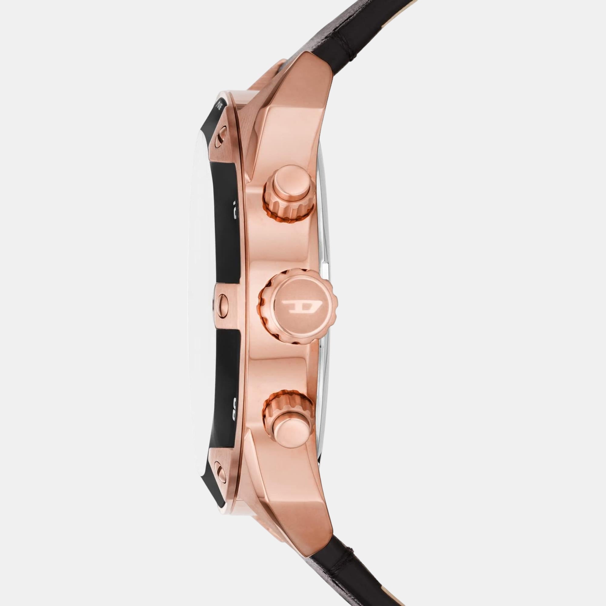 Spiked Men Quartz Black Dial Chronograph Leather Watch DZ4607