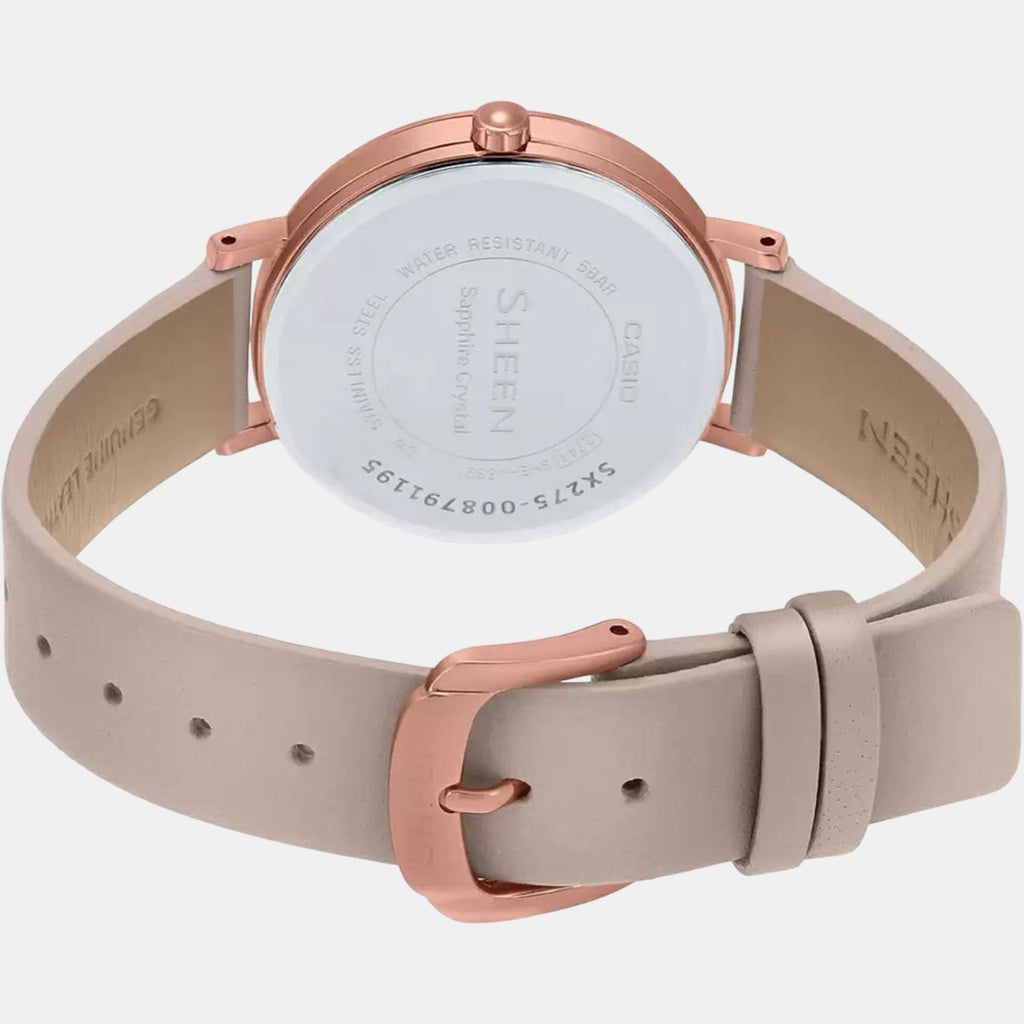 Sheen Women Quartz Rose Gold Dial Analog Leather Watch SX275