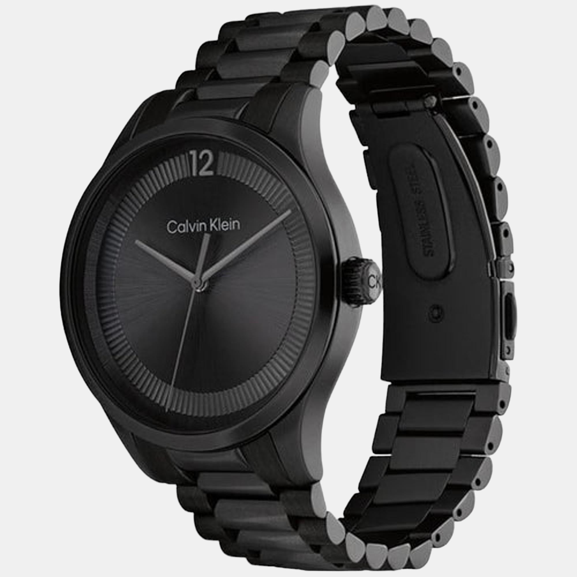 Ck Iconic Unisex Quartz Black Dial Analog Stainless Steel Watch 25200227