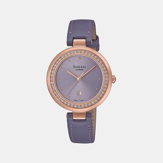 Female Purple Analog Leather Watch SH299