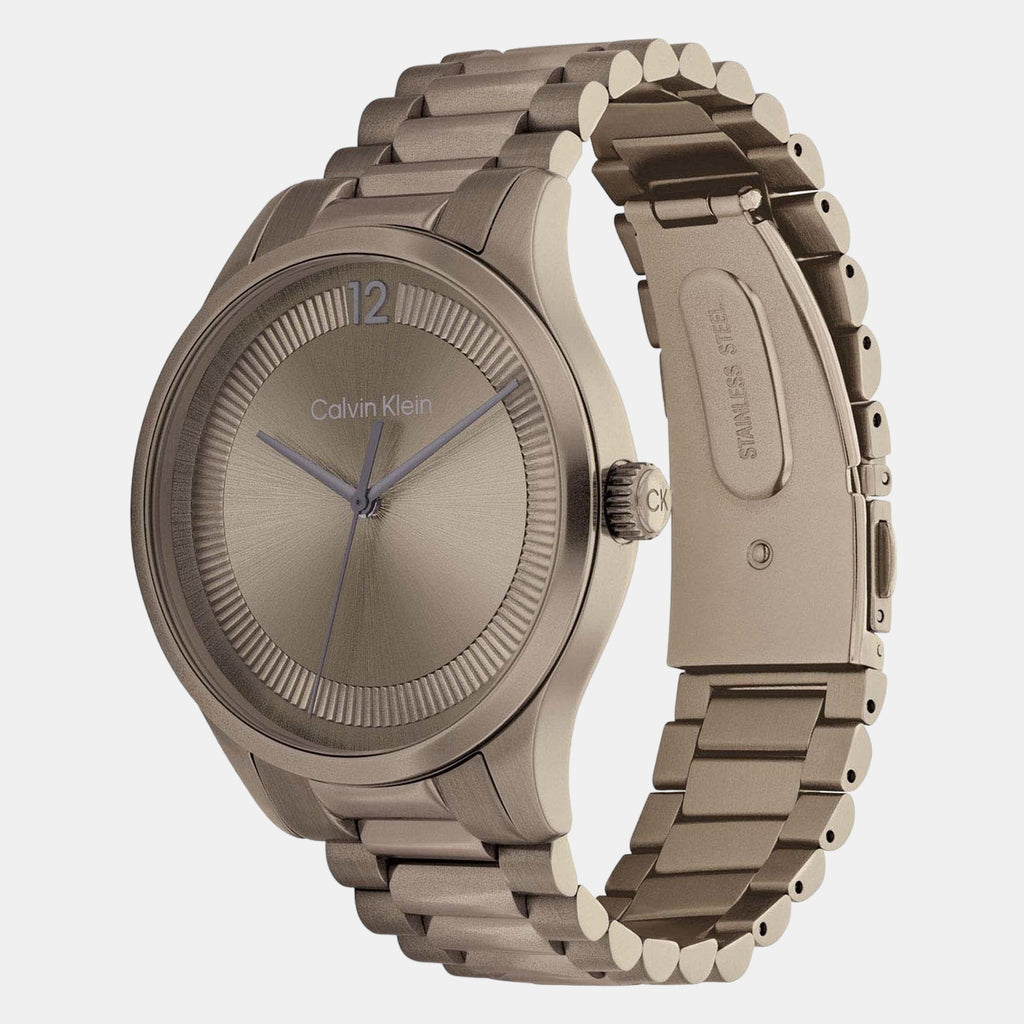 Ck Iconic Unisex Quartz Khaki Dial Analog Stainless Steel Watch 25200228