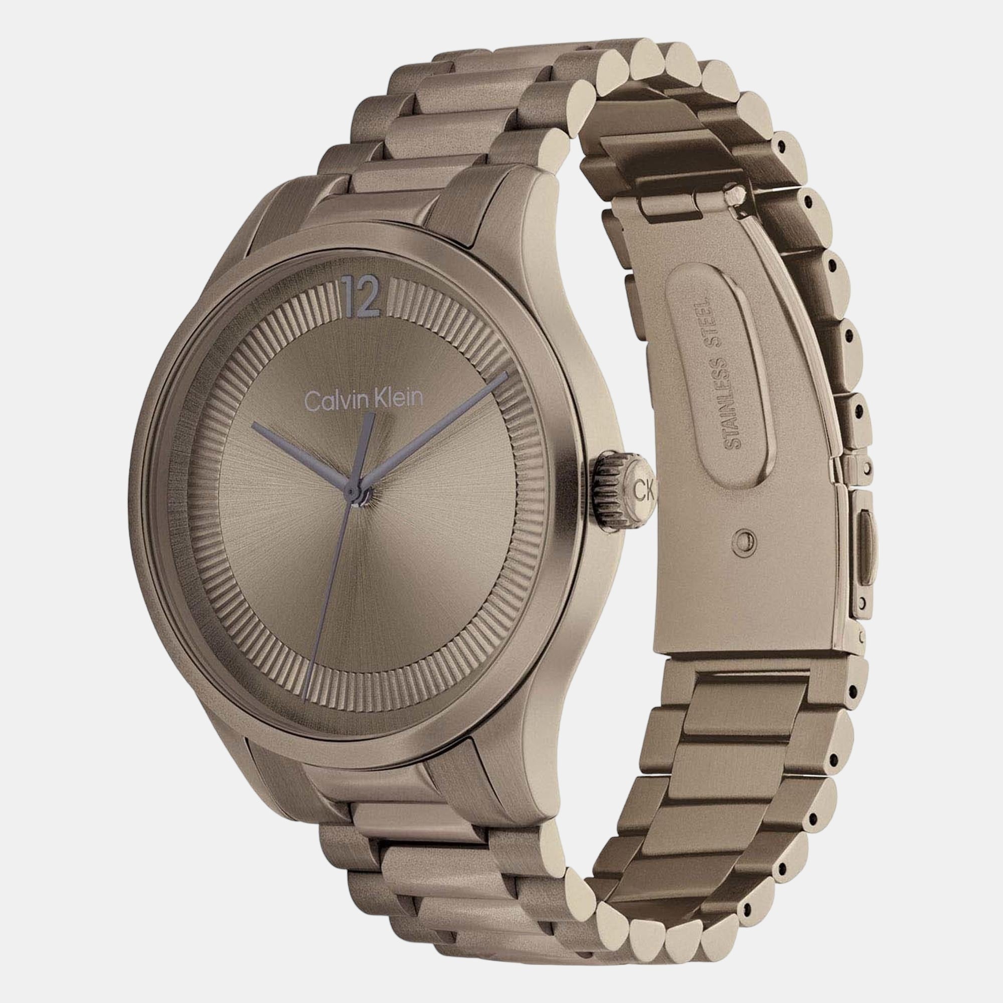 Ck Iconic Unisex Quartz Khaki Dial Analog Stainless Steel Watch 25200228