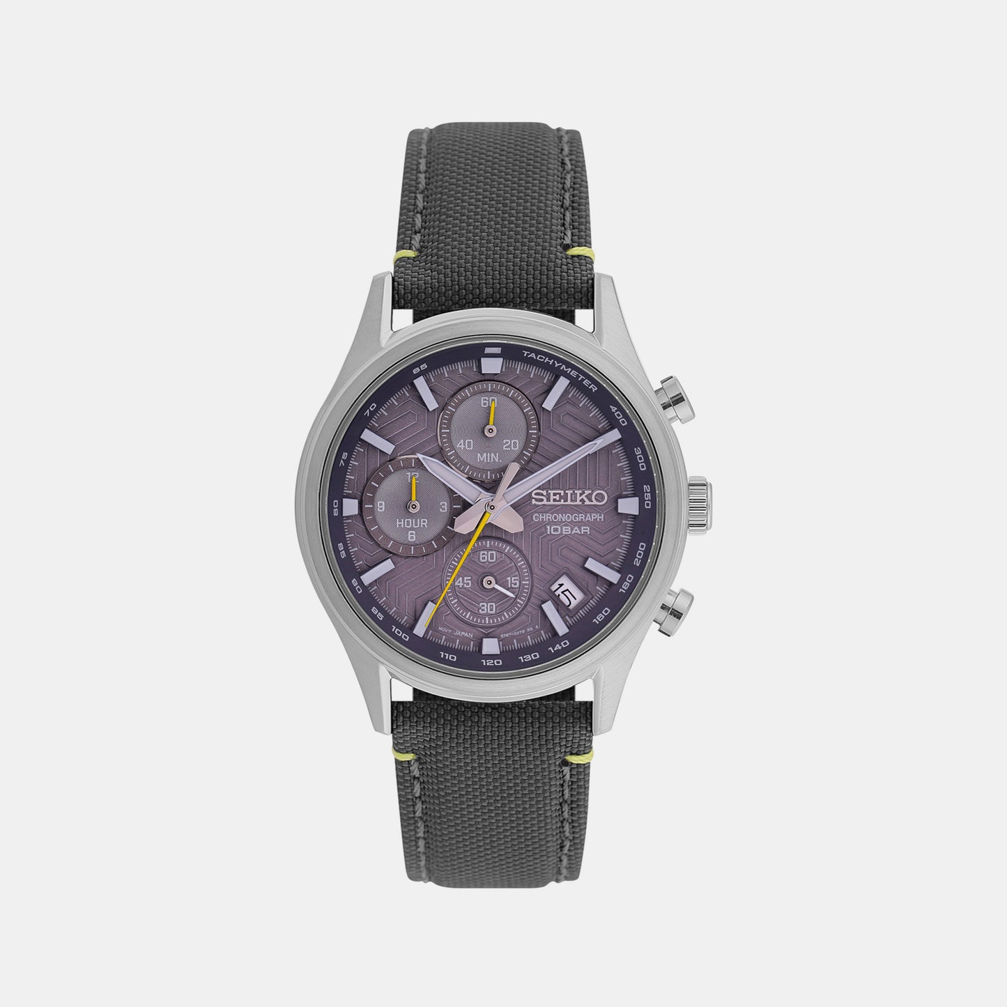 Male Grey Chronograph Leather Watch SSB423P1