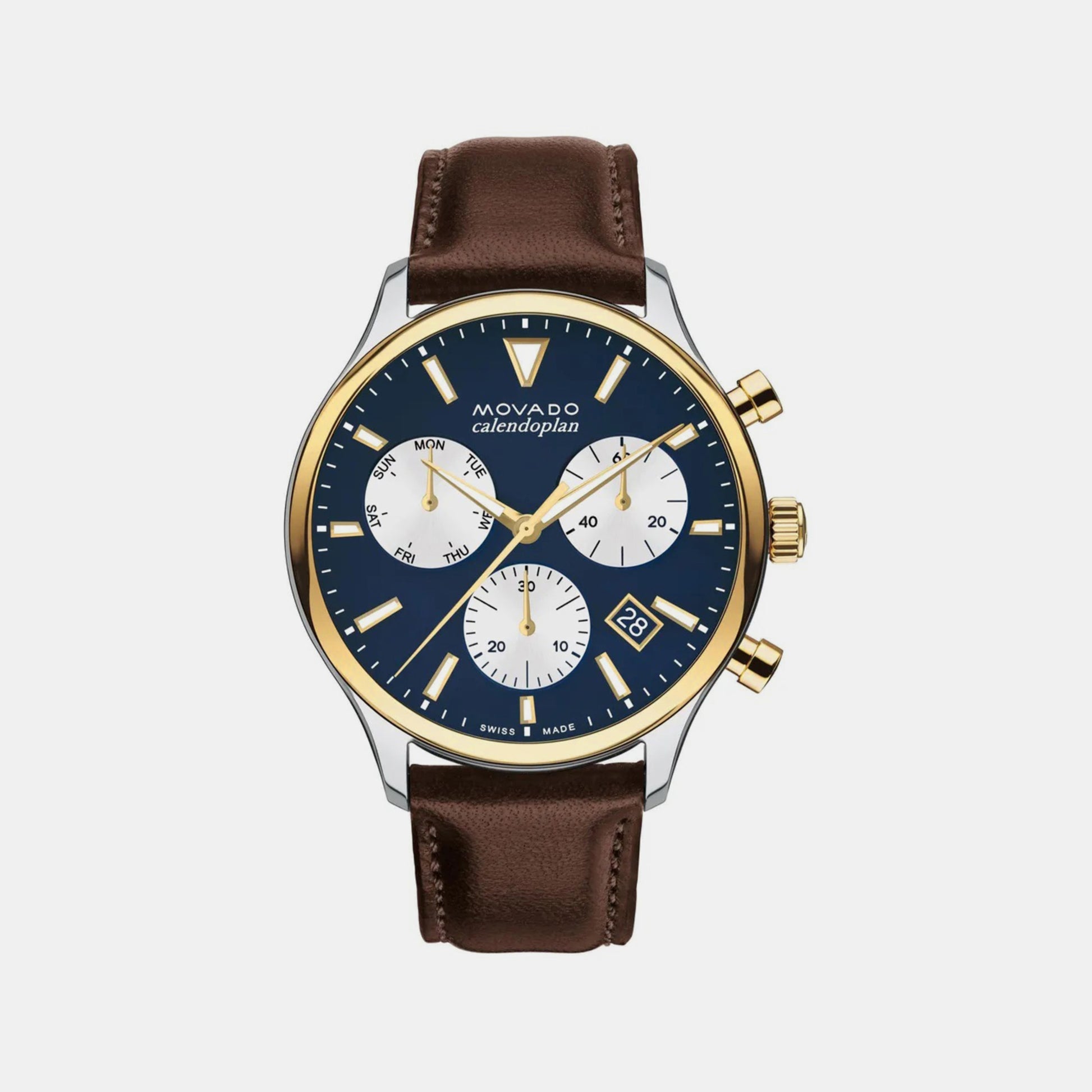 Calendoplan Heritage Men Quartz Blue Dial Chronograph Leather Watch 3650162