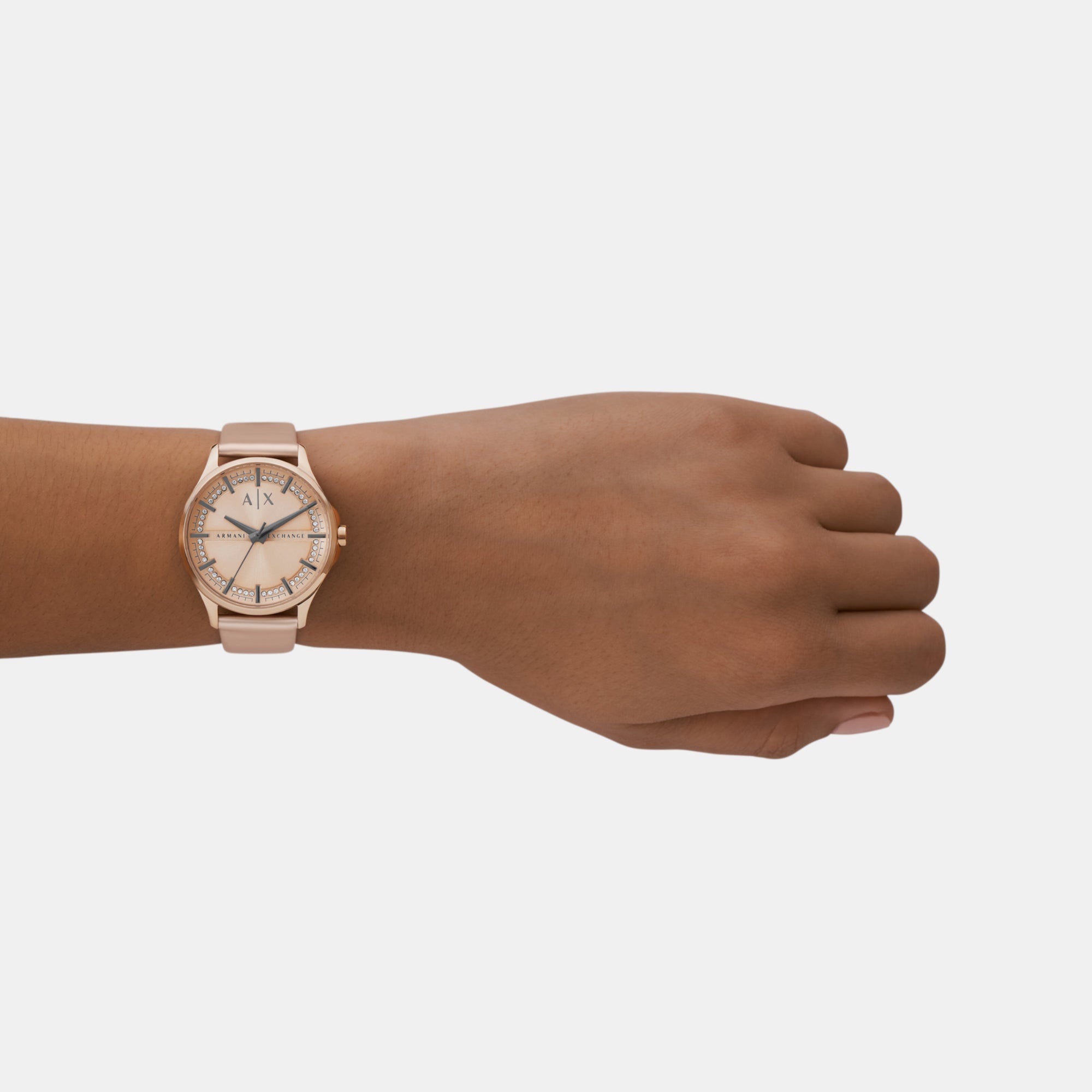 Armani Exchange Women Round Rose Gold watch