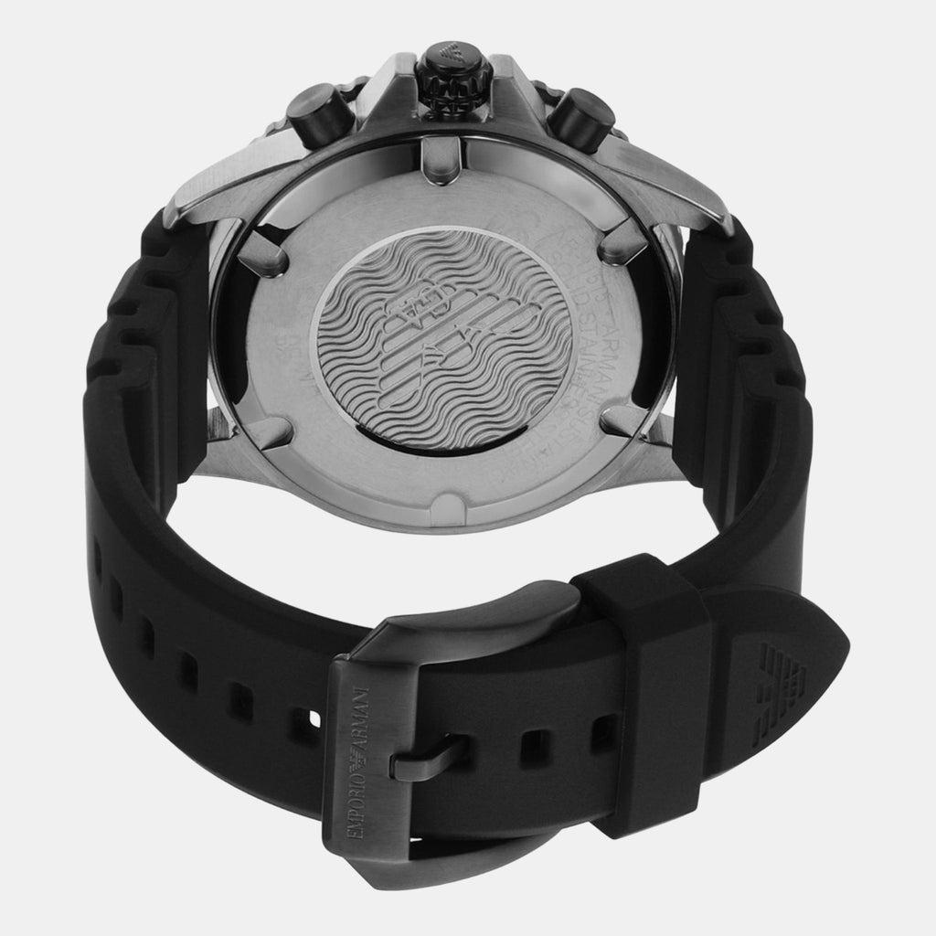World Explorer Men Quartz Black Dial Chronograph Silicone Watch AR11515