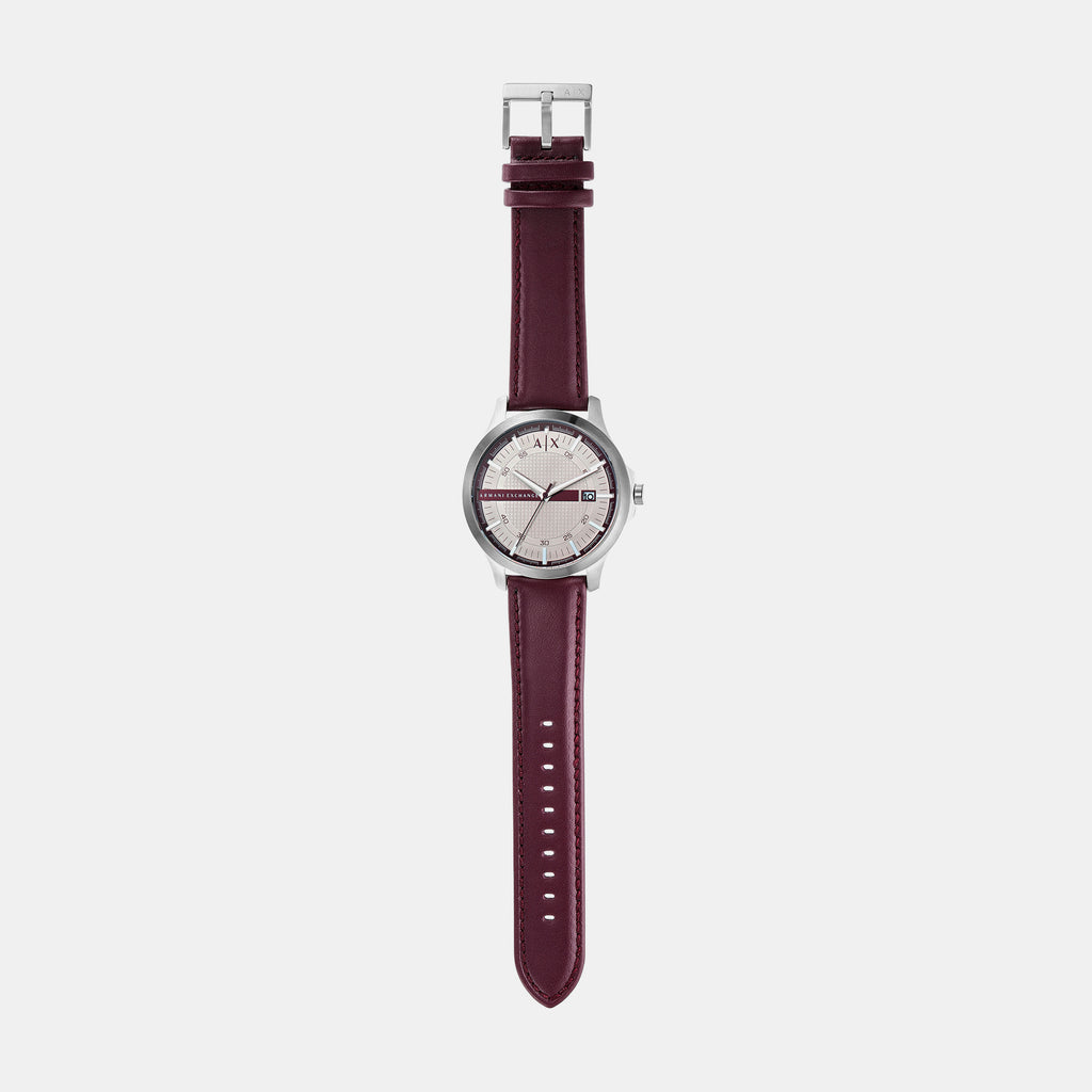 Hampton Men Quartz Grey Dial Analog Leather Watch AX2452