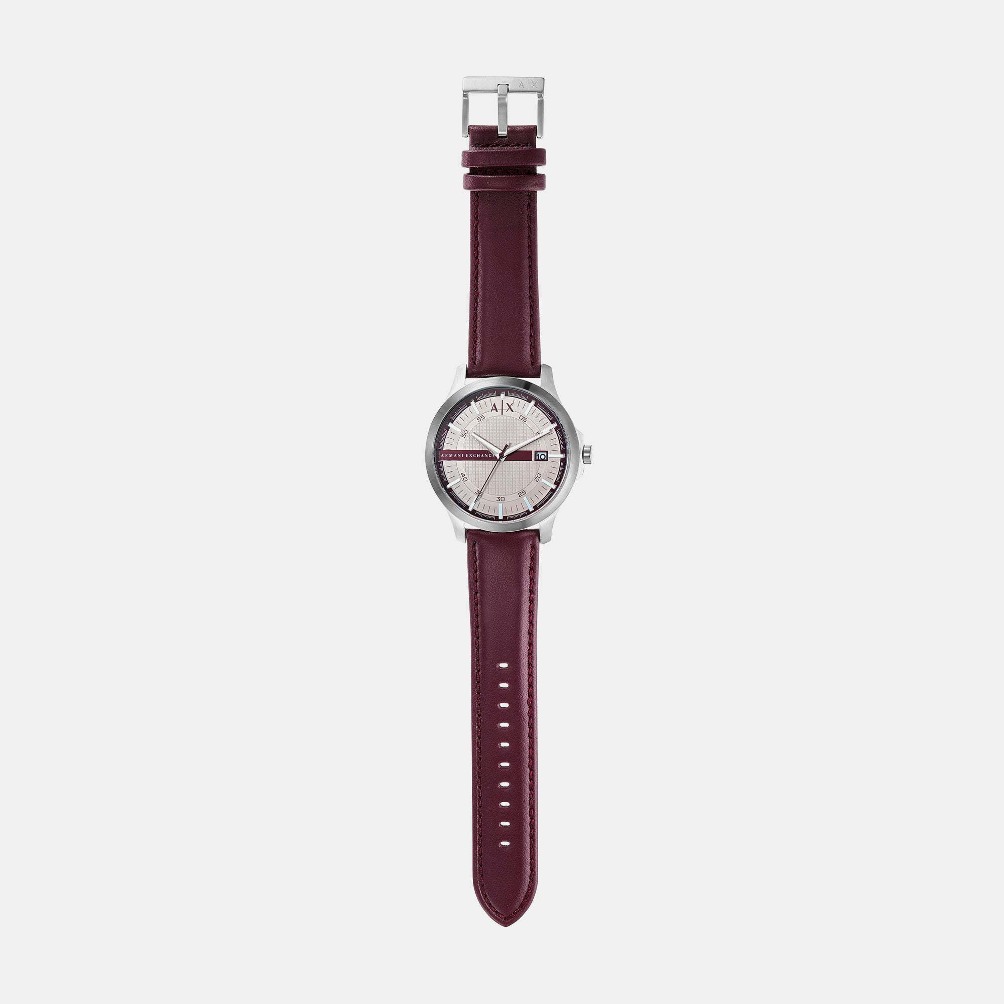 Hampton Men Quartz Grey Dial Analog Leather Watch AX2452