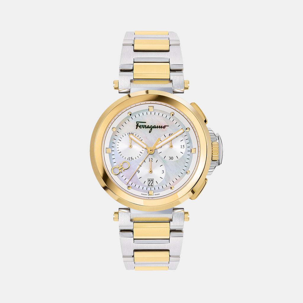 Ferragamo Round Mother Of Pearl Chronograph watch