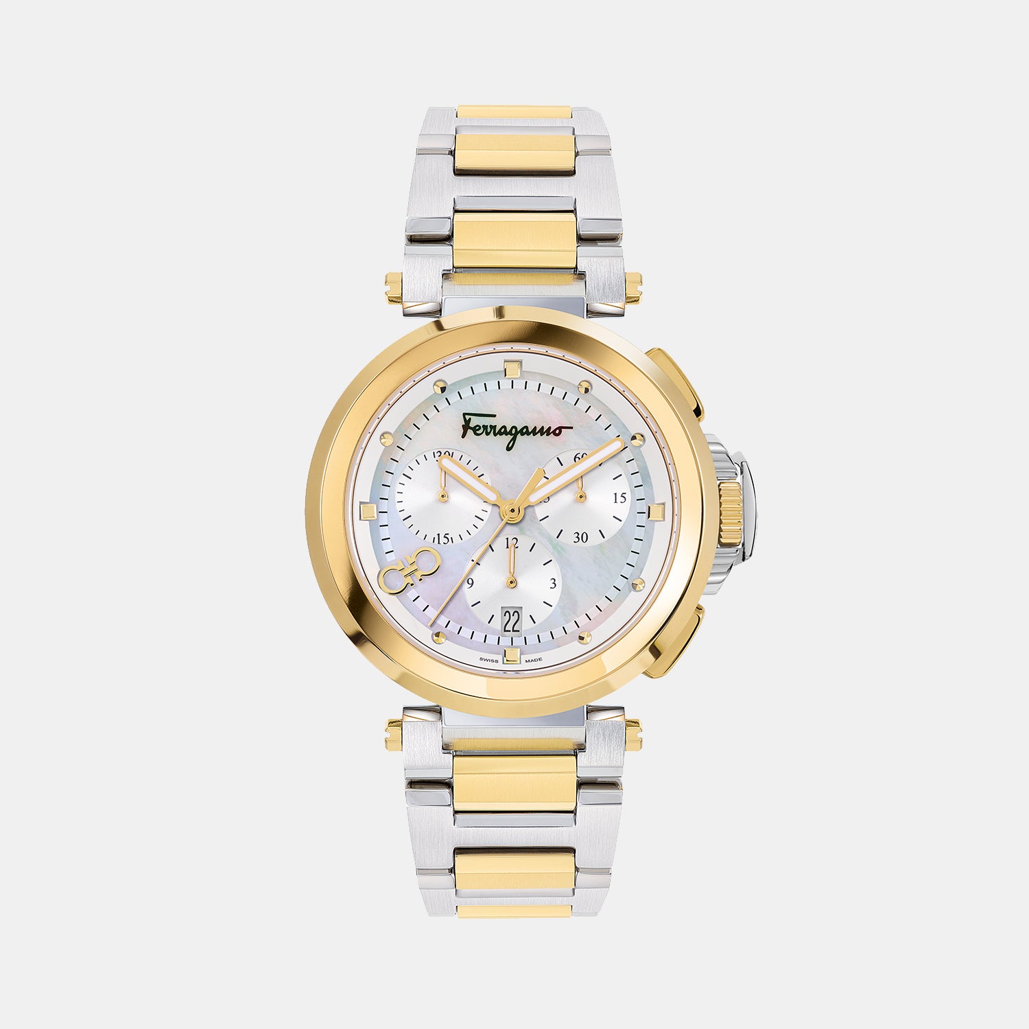 Ferragamo Round Mother Of Pearl Chronograph watch