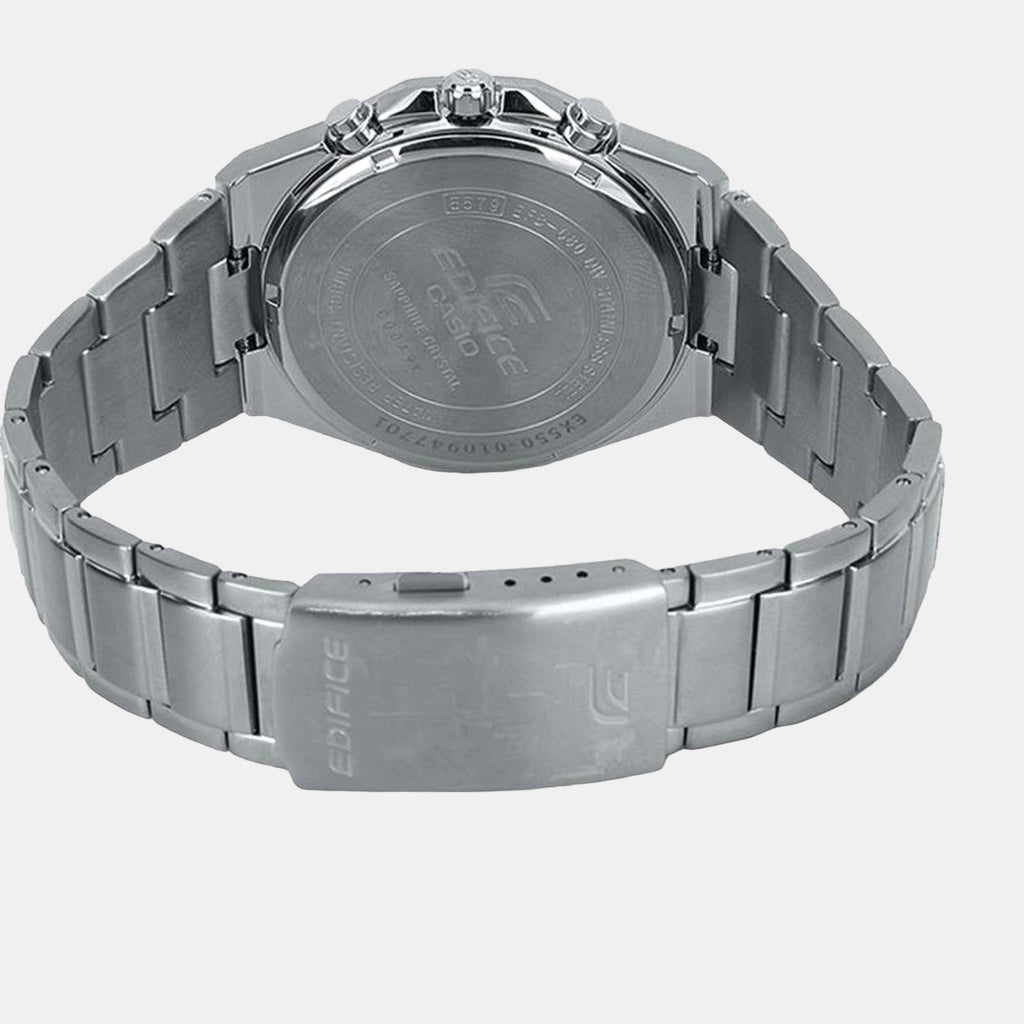 Edifice Men Quartz Black Dial Chronograph Stainless Steel Watch EX550