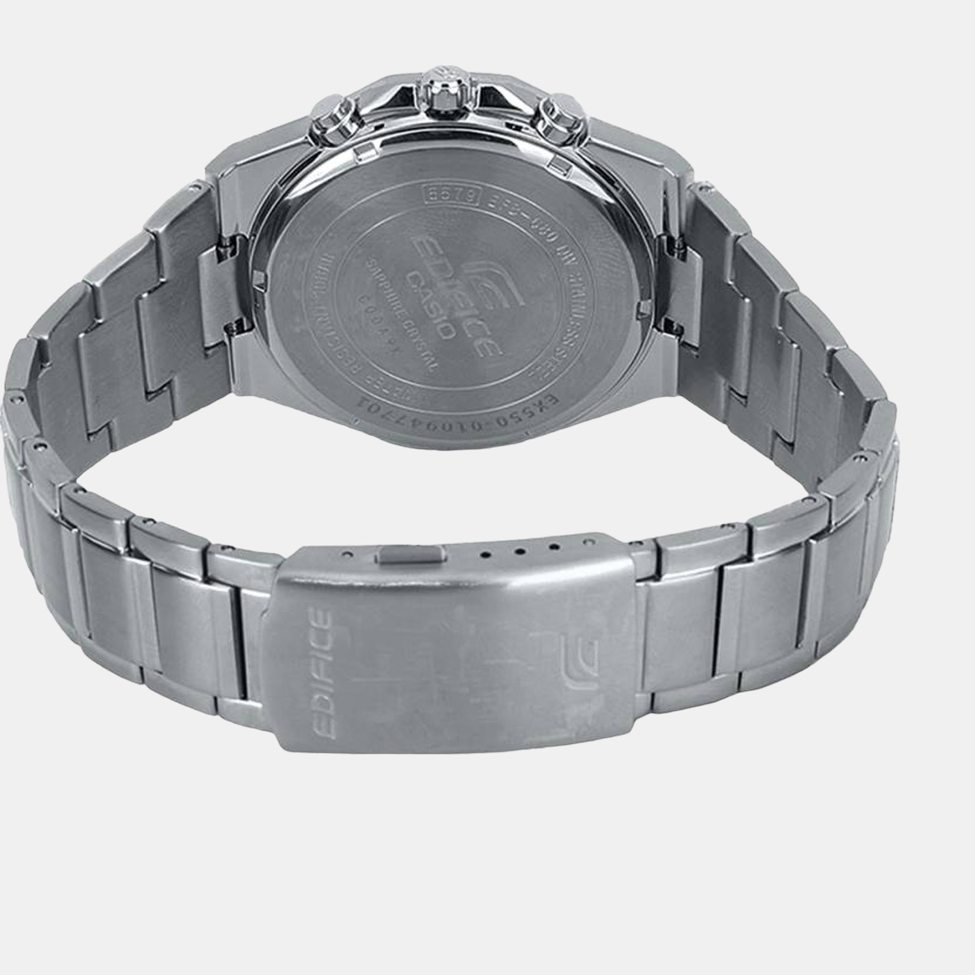 Edifice Men Quartz Black Dial Chronograph Stainless Steel Watch EX550