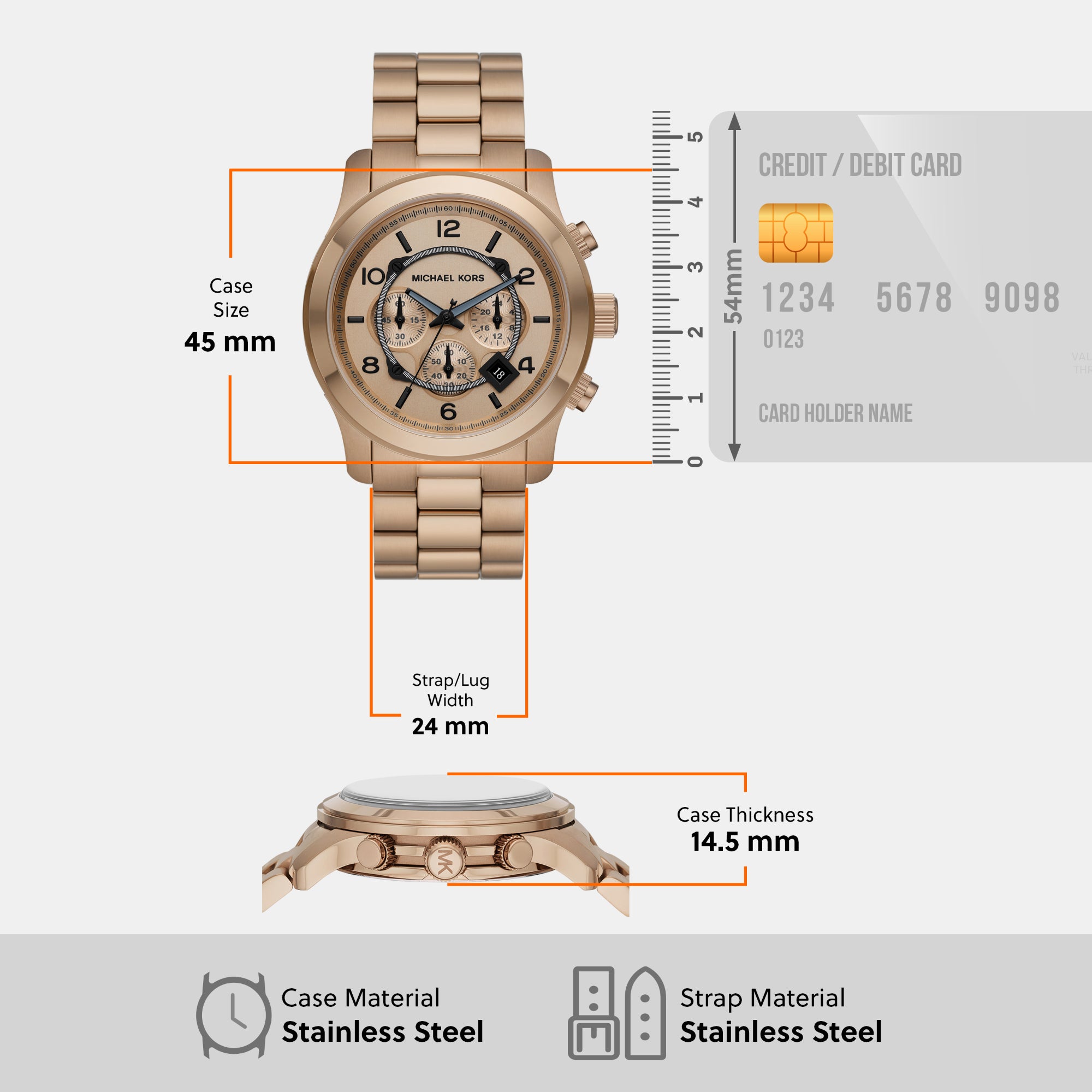 Michael Kors 45 mm Gold Quartz watch