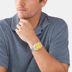 Everett Men Quartz Yellow Dial Analog Stainless Steel Watch FS5985
