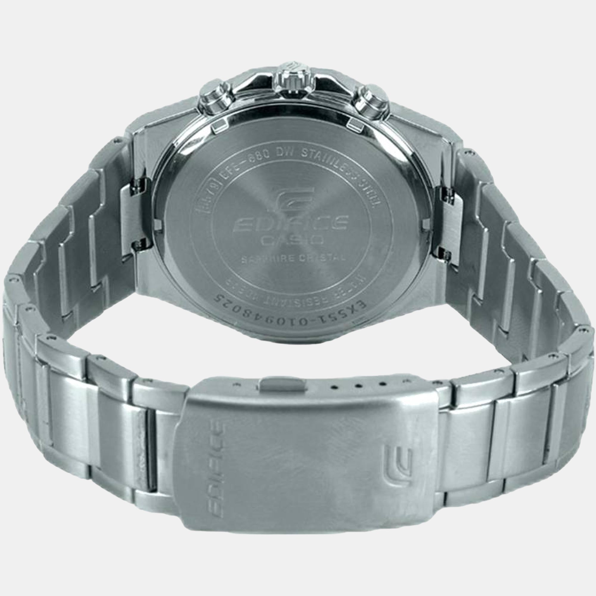 Edifice Men Quartz Silver Dial Chronograph Stainless Steel Watch EX552