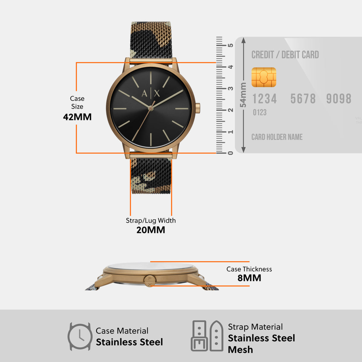 Armani Exchange Stainless Steel Round watch