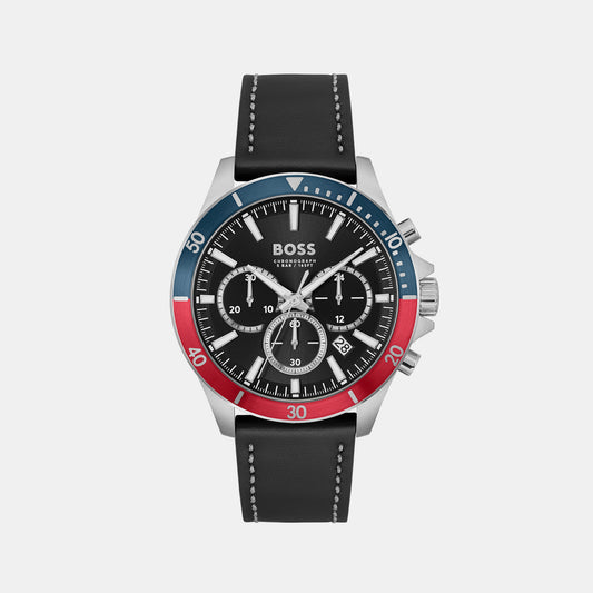 Troper Male Black Chronograph Leather Watch 1514099