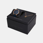 Women Quartz Rose Gold Dial Analog Leather Watch AX7149SET