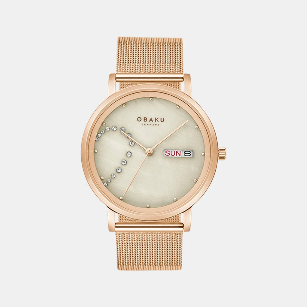 Obaku Round Beige Analog watch
