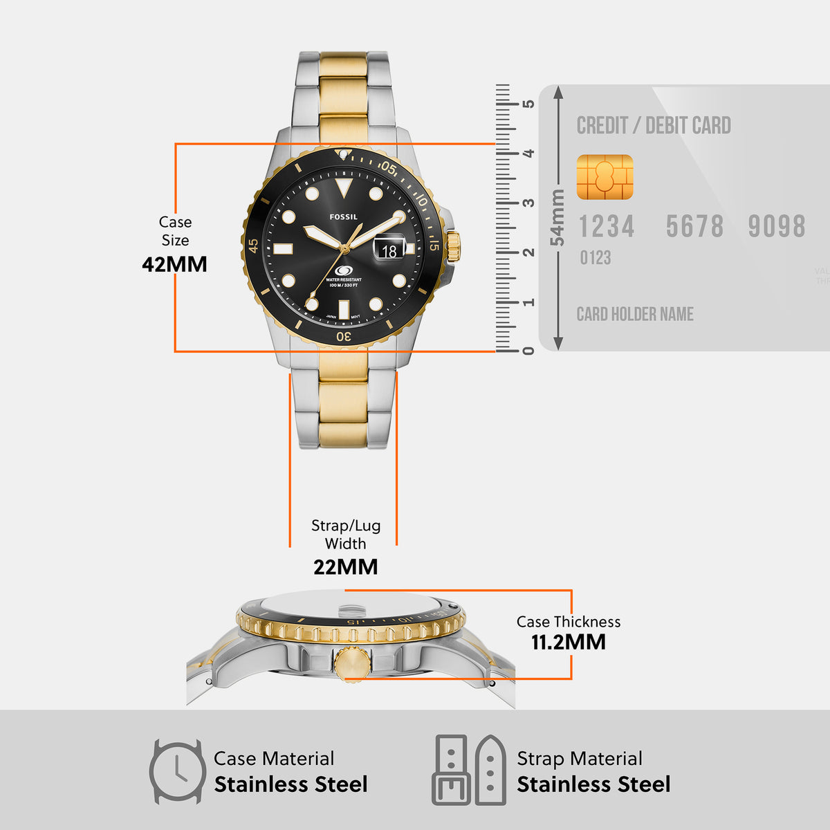 Fossil 30 mm Two Tone Quartz watch