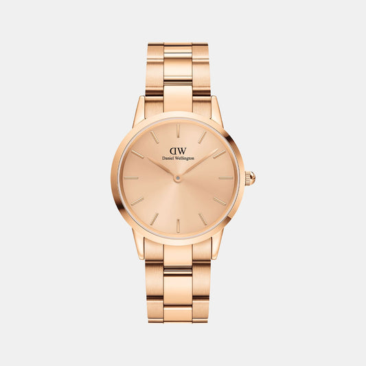 Iconic Female Rose Gold Analog Stainless Steel Watch DW00100483