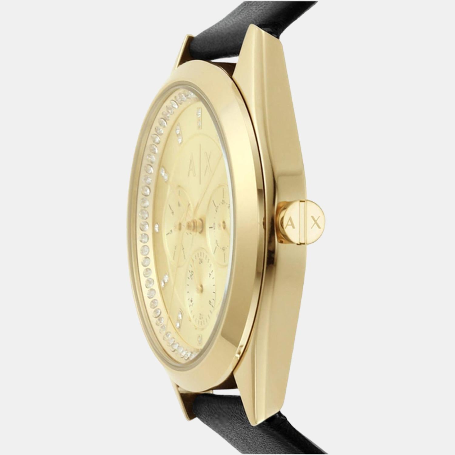 Armani Exchange Women Round Gold watch