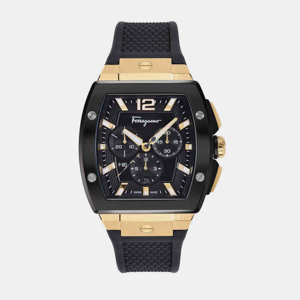 Ferragamo Tonneau Black Chronograph watch