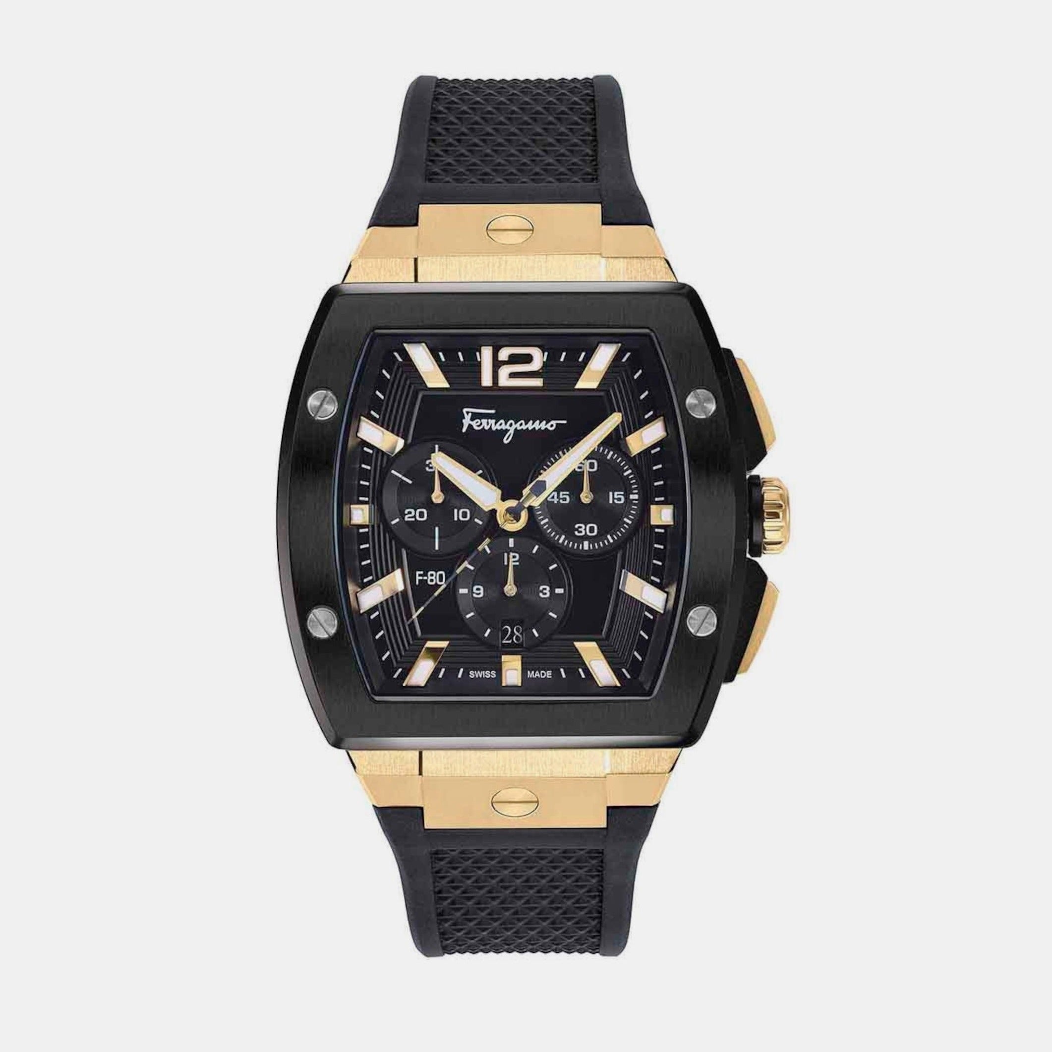 Ferragamo Tonneau Black Chronograph watch